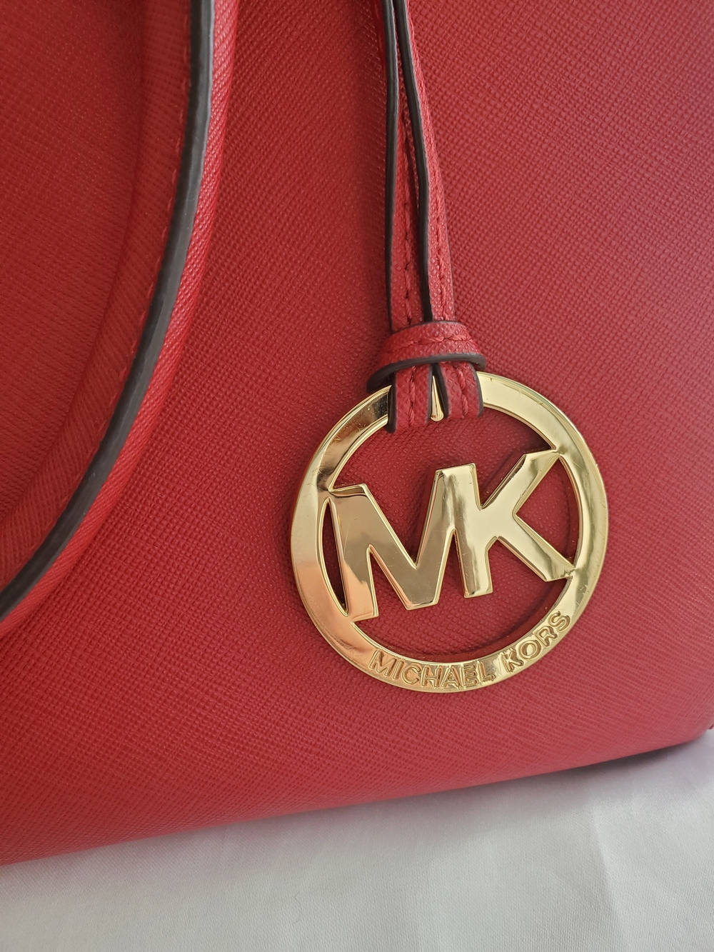 Michael Kors Red Saffiano Leather Tote Bag - Picture 5 of 14